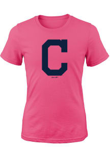Cleveland Indians Girls Pink Primary Short Sleeve Tee