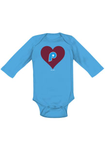 Philadelphia Phillies Baby Light Blue Heart LS Tops LS One Piece