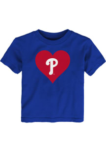 Philadelphia Phillies Toddler Girls Blue Heart Short Sleeve T-Shirt