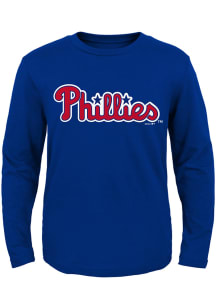 Philadelphia Phillies Toddler Blue Road Wordmark Long Sleeve T-Shirt