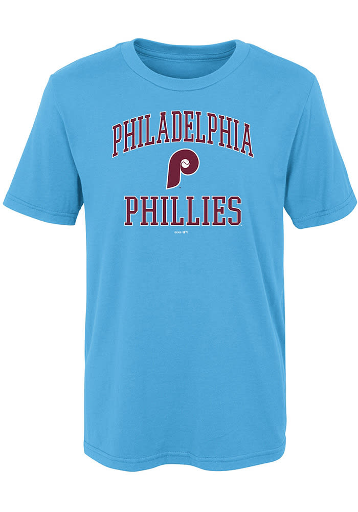 New Official Philadelphia Phillies Youth Boys Blue Short Sleeve Shirt