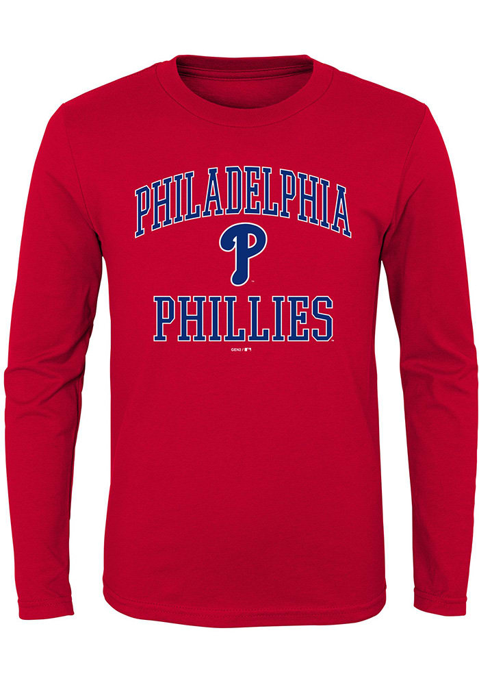 Philadelphia Phillies Boys Red #1 Design Long Sleeve T-Shirt
