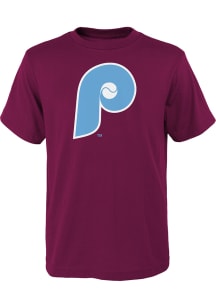 Philadelphia Phillies Youth Maroon Coopers Logo Short Sleeve T-Shirt