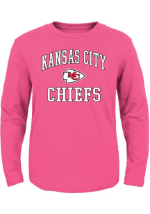 Kansas City Chiefs Toddler Girls Pink #1 Design Long Sleeve T Shirt