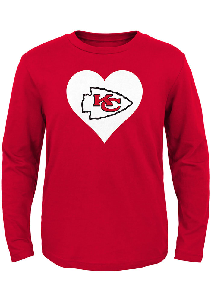Kansas City Chiefs Toddler Girls Red Heart Long Sleeve T Shirt