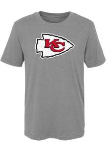 Kansas City Chiefs Boys Grey Distressed Logo Short Sleeve T-Shirt