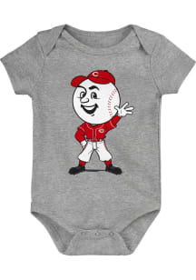 Cincinnati Reds Baby Grey Baby Mascot Short Sleeve One Piece