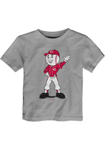Cincinnati Reds Toddler Grey Baby Mascot Short Sleeve T-Shirt