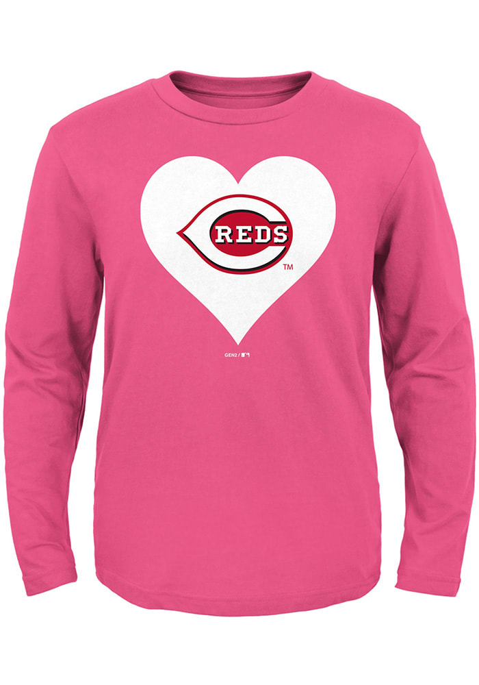 Cincinnati Reds Toddler Girls Pink Wordmark Long Sleeve T Shirt