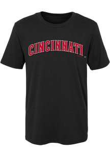 Cincinnati Reds Boys Black Road Wordmark Short Sleeve T-Shirt