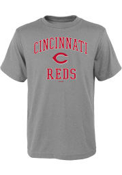 Cincinnati Reds Youth Grey #1 Design Short Sleeve T-Shirt