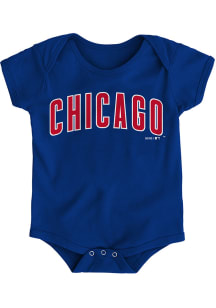 Chicago Cubs Baby Blue Road Wordmark Short Sleeve One Piece