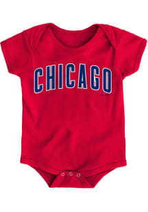 Chicago Cubs Baby Red Road Wordmark Short Sleeve One Piece