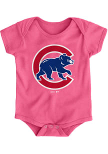 Chicago Cubs Baby Pink Secondary Short Sleeve One Piece