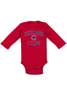 Chicago Cubs Baby Red #1 Design Long Sleeve One Piece