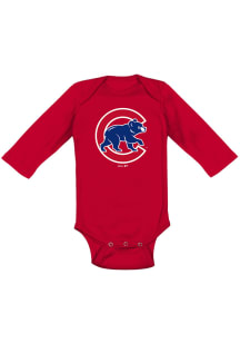 Chicago Cubs Baby Red Secondary Long Sleeve One Piece