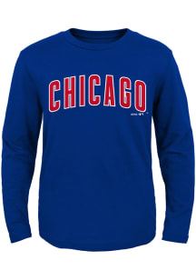 Chicago Cubs Toddler Blue Road Wordmark Long Sleeve T-Shirt