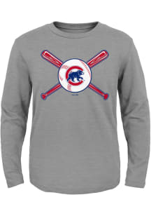 Chicago Cubs Toddler Grey Crossed Bats Long Sleeve T-Shirt