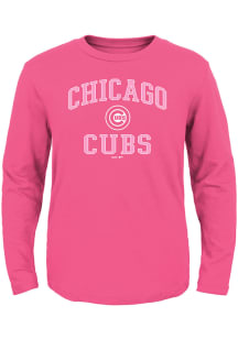 Chicago Cubs Toddler Girls Pink #1 Design Long Sleeve T Shirt