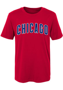 Chicago Cubs Boys Red Road Wordmark Short Sleeve T-Shirt