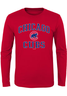 Chicago Cubs Boys Red #1 Design Long Sleeve T-Shirt
