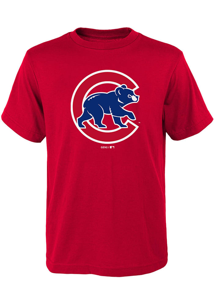 Chicago Cubs Youth Red Secondary Short Sleeve T-Shirt