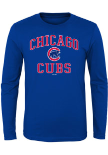 Chicago Cubs Youth Blue #1 Design Long Sleeve T-Shirt