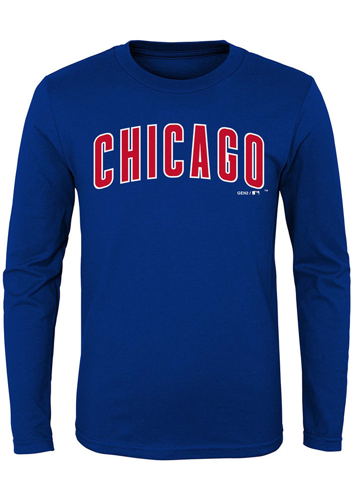 Chicago Cubs Youth Blue Road Wordmark Long Sleeve T-Shirt
