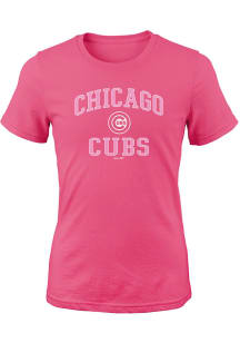 Chicago Cubs Girls Pink Primary Short Sleeve Tee
