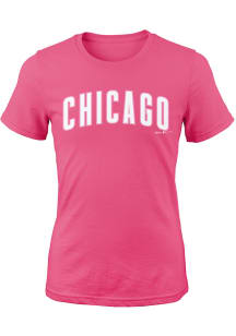 Chicago Cubs Girls Pink Road Wordmark Short Sleeve Tee