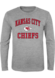 Kansas City Chiefs Youth Grey #1 Design Long Sleeve T-Shirt