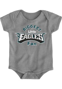 Philadelphia Eagles Baby Grey Biggest Little Fan Short Sleeve One Piece