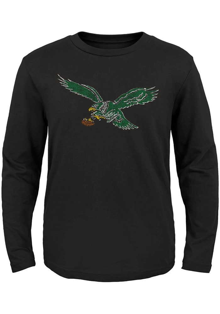 Philadelphia Eagles Youth Black Retro Logo Long Sleeve Tee