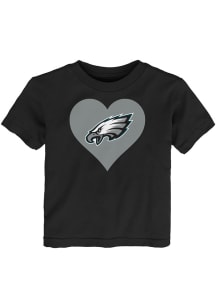 Philadelphia Eagles Toddler Girls Black Heart Short Sleeve T-Shirt