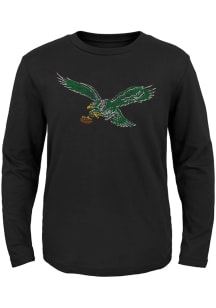 Philadelphia Eagles Boys Black Retro Logo Long Sleeve T-Shirt