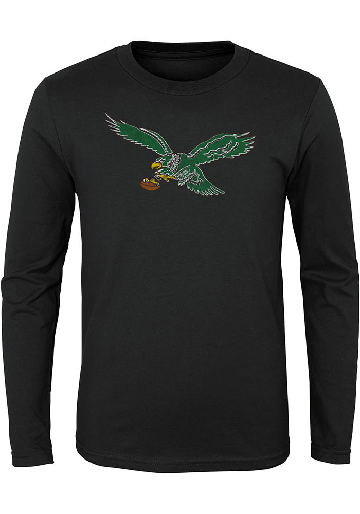 Philadelphia Eagles Youth Black Retro Logo Long Sleeve T-Shirt