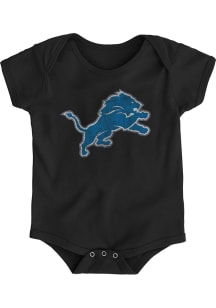 Detroit Lions Baby Black Distressed Primary Short Sleeve One Piece