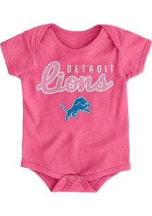Detroit Lions Baby Pink Big Game Short Sleeve One Piece