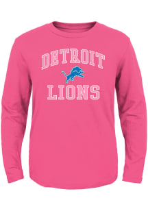 Detroit Lions Toddler Girls Pink #1 Design Long Sleeve T Shirt