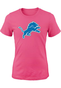 Detroit Lions Girls Pink Primary Logo Short Sleeve T-Shirt