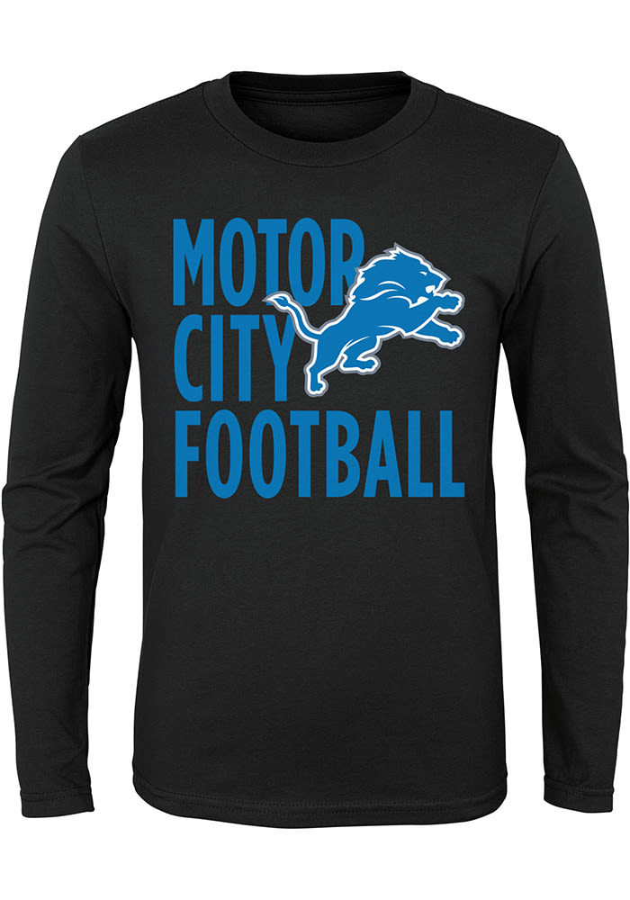 Detroit Lions Youth Black Motor City Football Long Sleeve T-Shirt