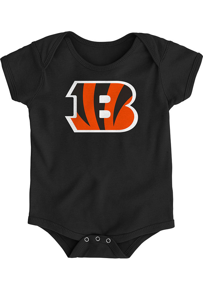 Cincinnati Bengals Baby Black Primary B Logo Short Sleeve One Piece