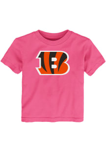 Cincinnati Bengals Toddler Girls Pink Primary Logo B Short Sleeve T-Shirt