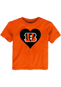 Cincinnati Bengals Toddler Girls Orange Heart B Short Sleeve T-Shirt