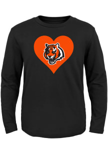 Cincinnati Bengals Girls Black Heart Bengals Long Sleeve T-Shirt