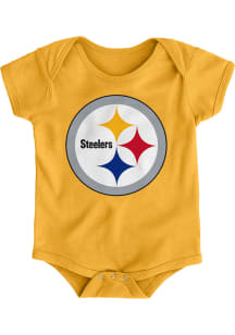 Pittsburgh Steelers Baby Gold Primary Logo Short Sleeve One Piece
