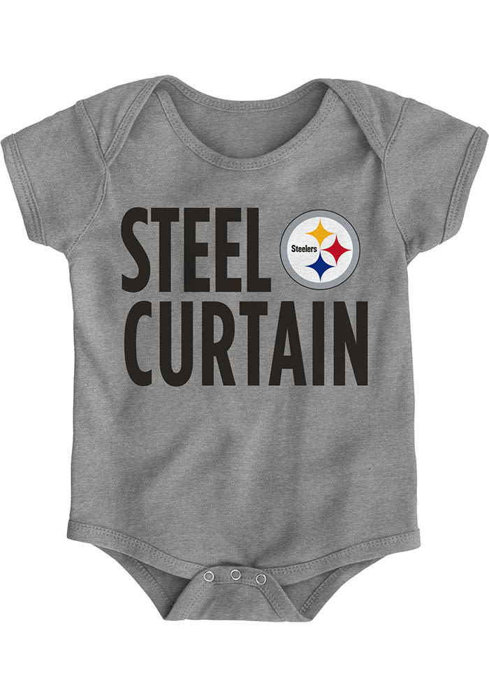 Pittsburgh Steelers Baby Grey Steel Curtain Short Sleeve One Piece