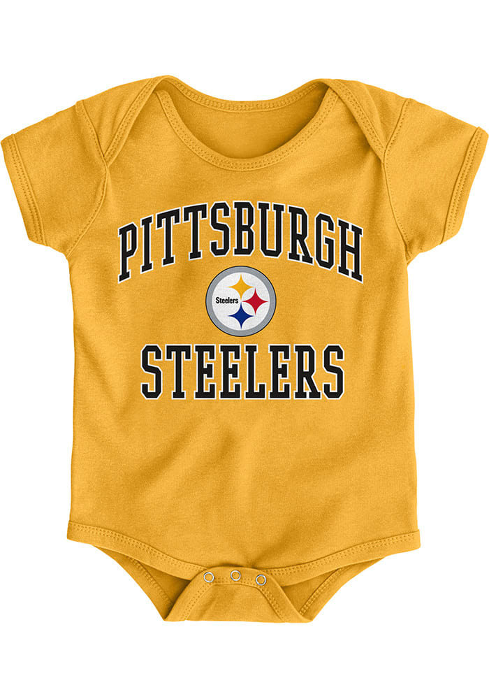 Pittsburgh Steelers Baby Gold #1 Design Short Sleeve One Piece