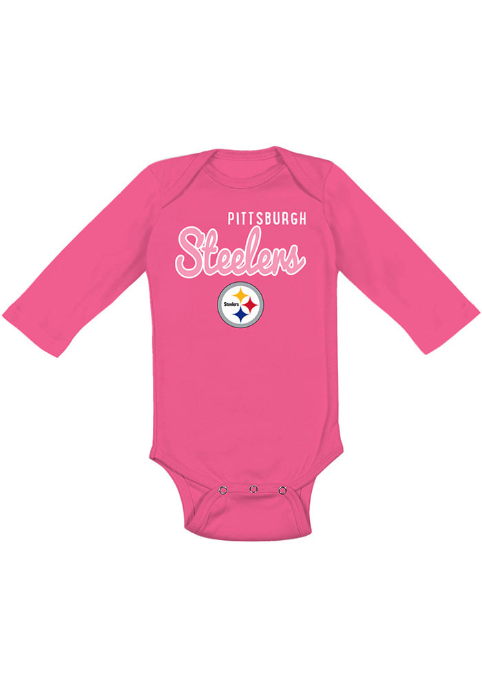 Pittsburgh Steelers Baby Pink Big Game LS Tops LS One Piece