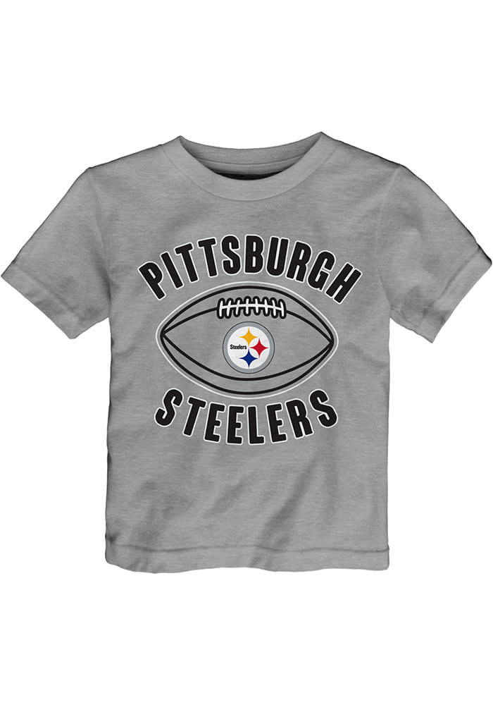 Pittsburgh Steelers Toddler Grey Little Kicker Short Sleeve T-Shirt
